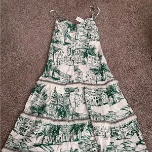 Aqua Green and White Maxi Dress